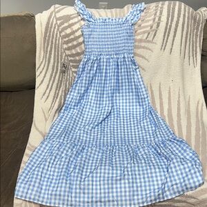 SHEIN Blue White Gingham Maxi Dorothy Dress Checkered Ruffle